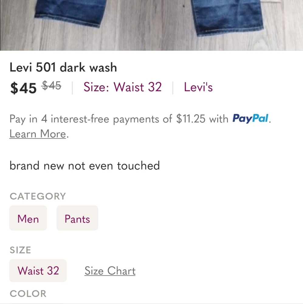 Levi's 501 Dark Wash Jeans